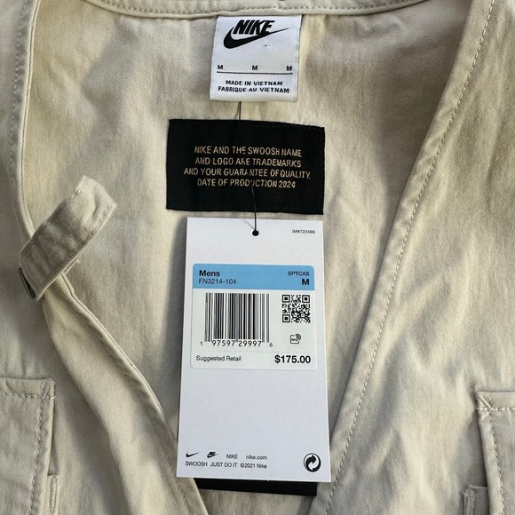 Nike Life Utility Vest Men Size Medium Light Orewood Brown Fishing Cargo NEW - Picture 5 of 7